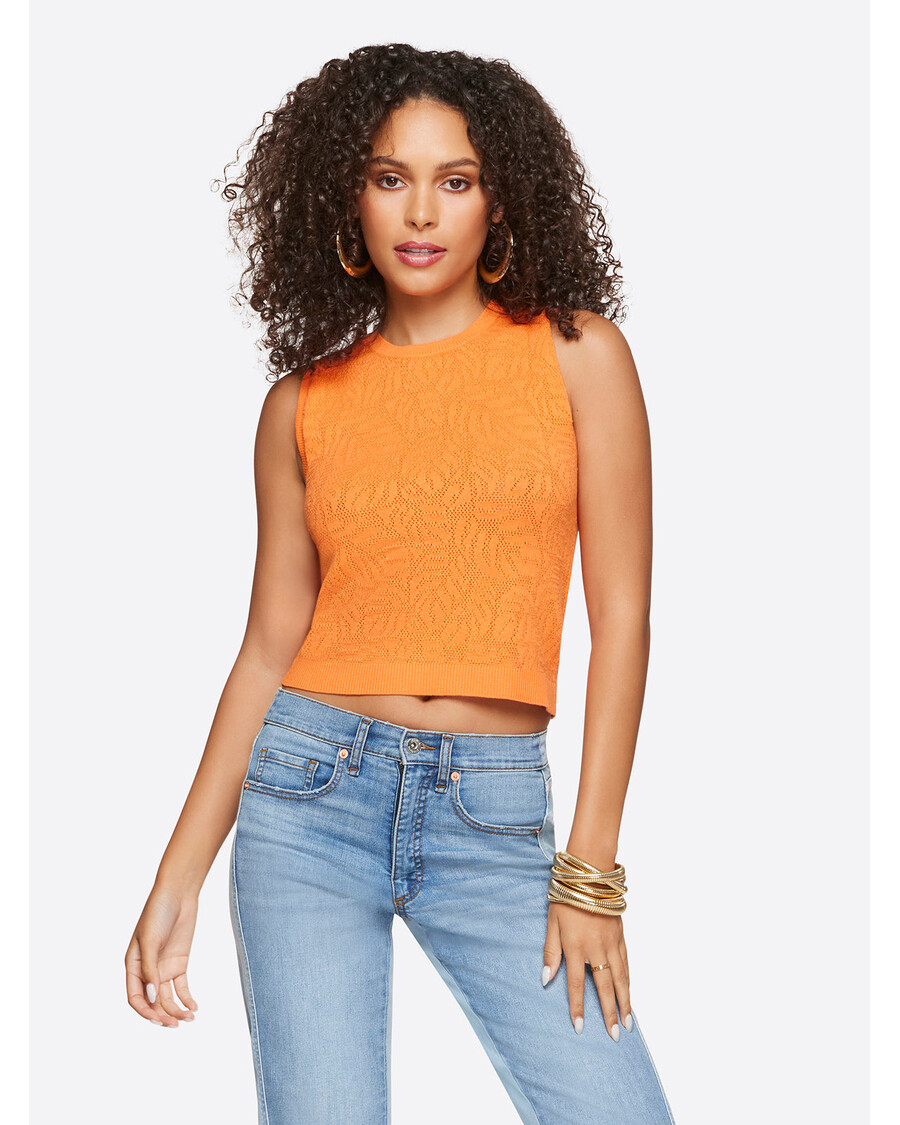 Jessica Simpson Ivy Mesh Tank in Mandarin Orange