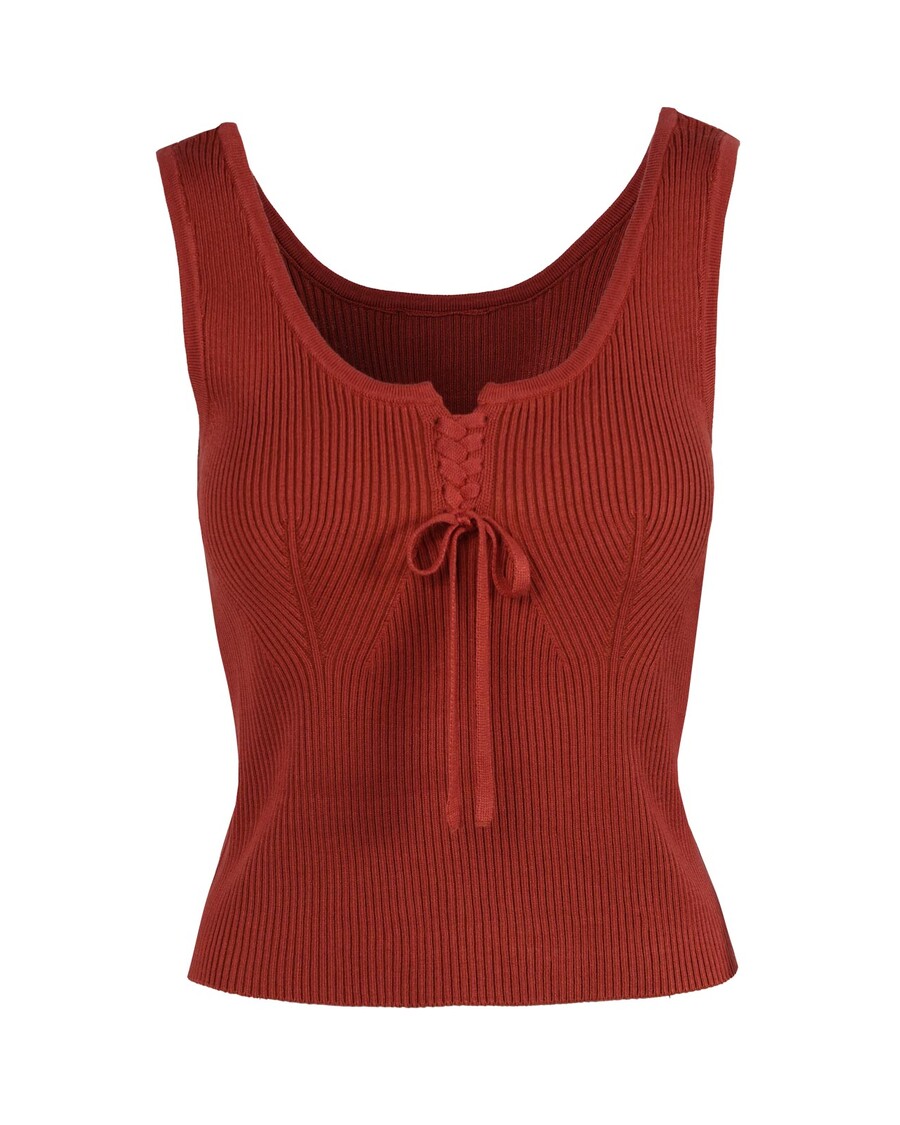 Jessica Simpson Johanna Lace Up Tank in Chili Oil