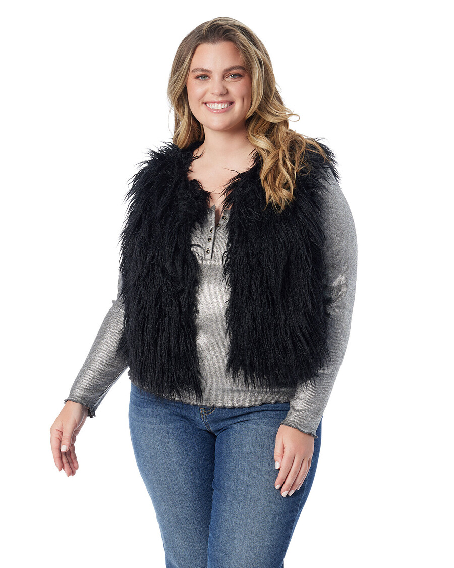 Jessica Simpson Fur Vest in Anthracite