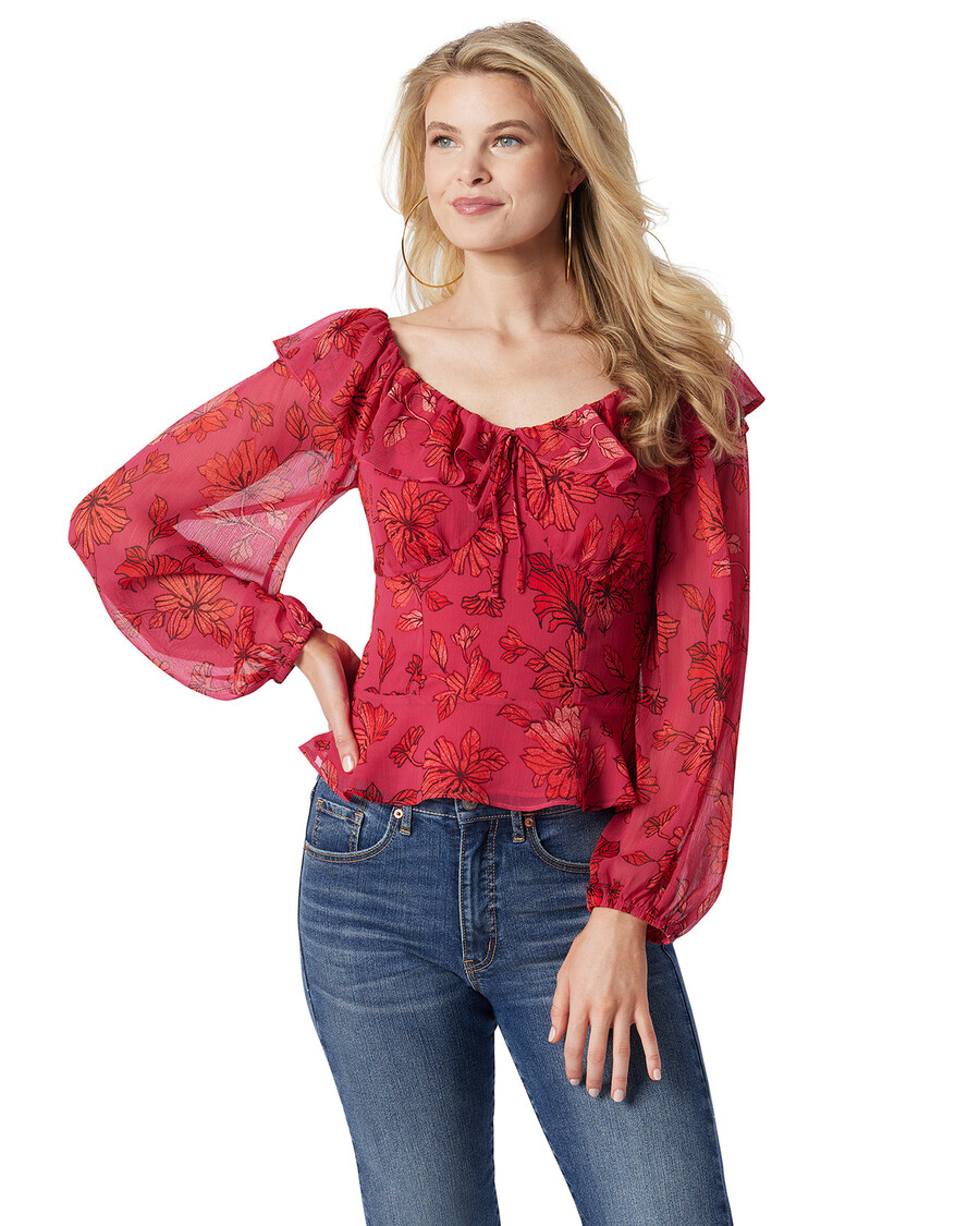 Jessica Simpson Aki Blouse in Outlines Blossoms