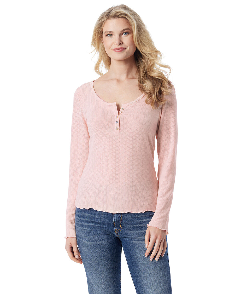 Jessica Simpson Tahani Henley-Oberteil In Silberrosa