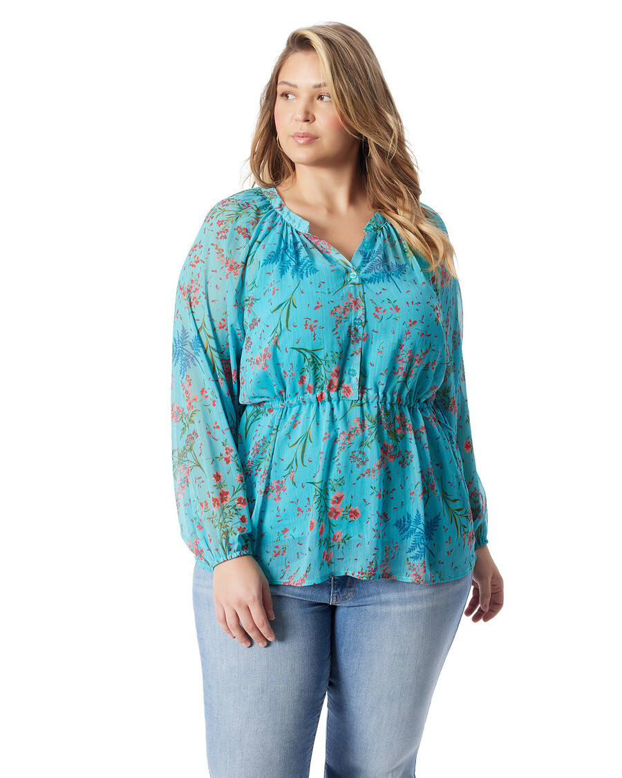 Jessica Simpson Micaela Blouse in Baltic-Field Floral