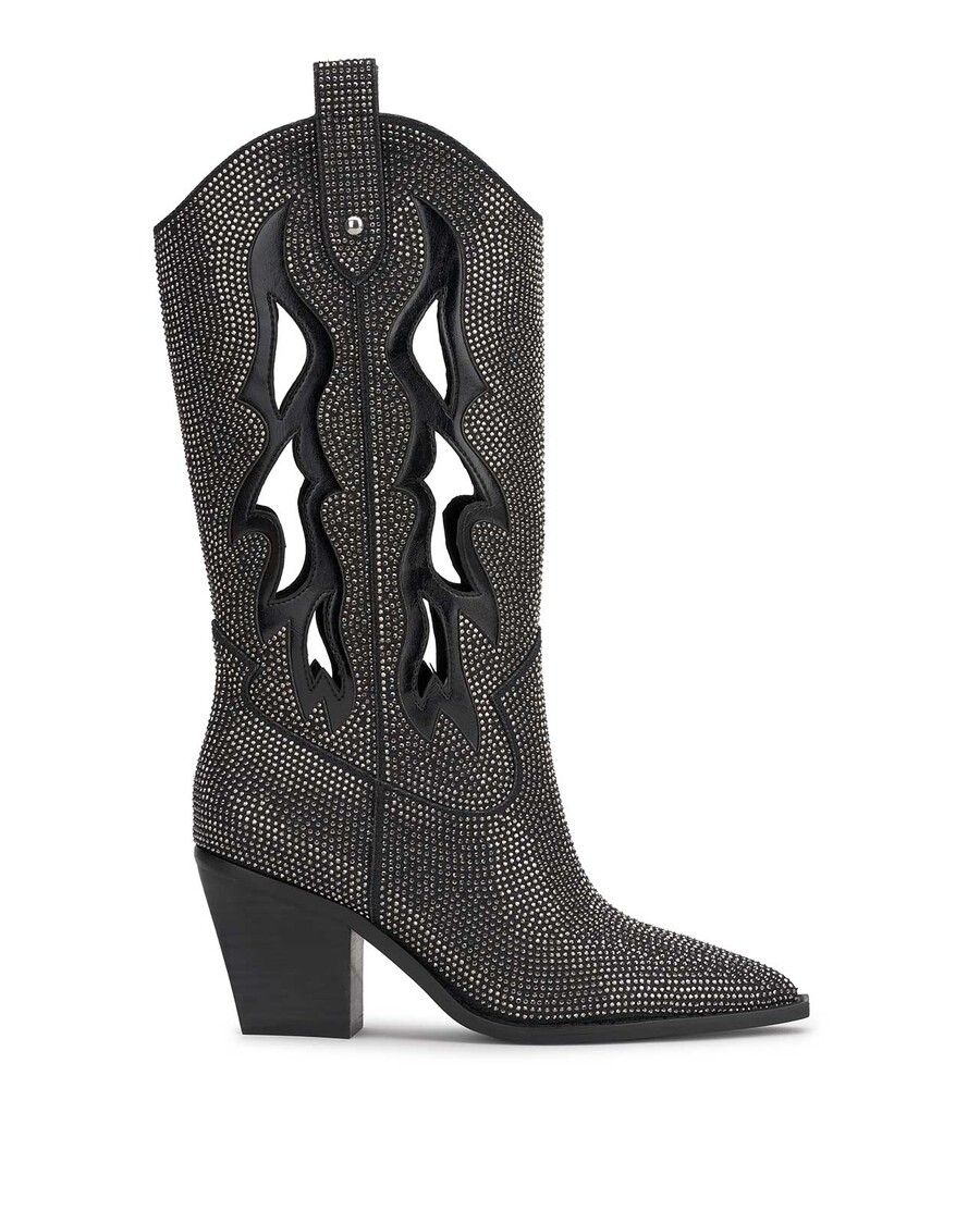 Jessica Simpson Ginika Western Boot in Black Crystal