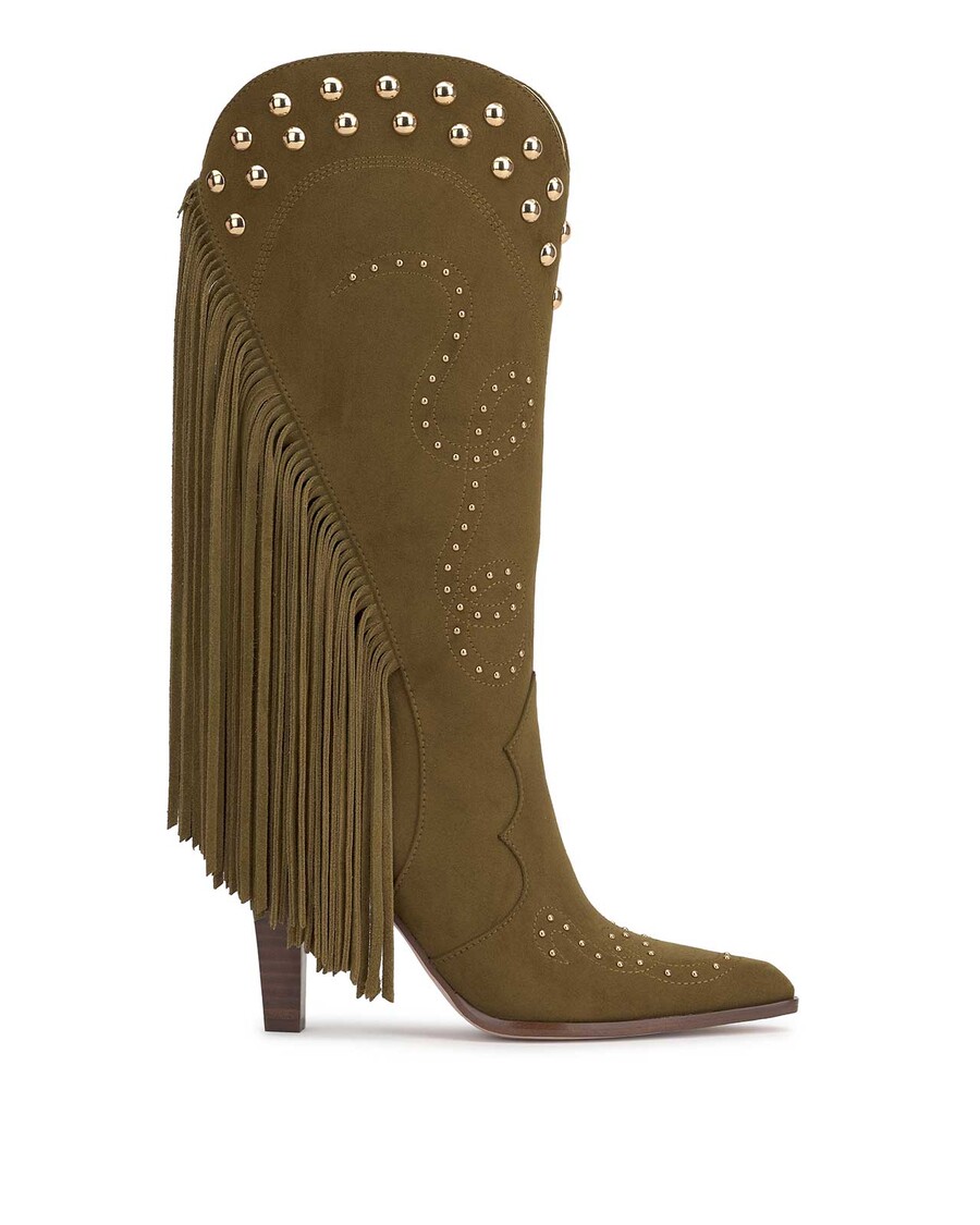 Jessica Simpson Rosera Studded Fringe Boot in Olive Green