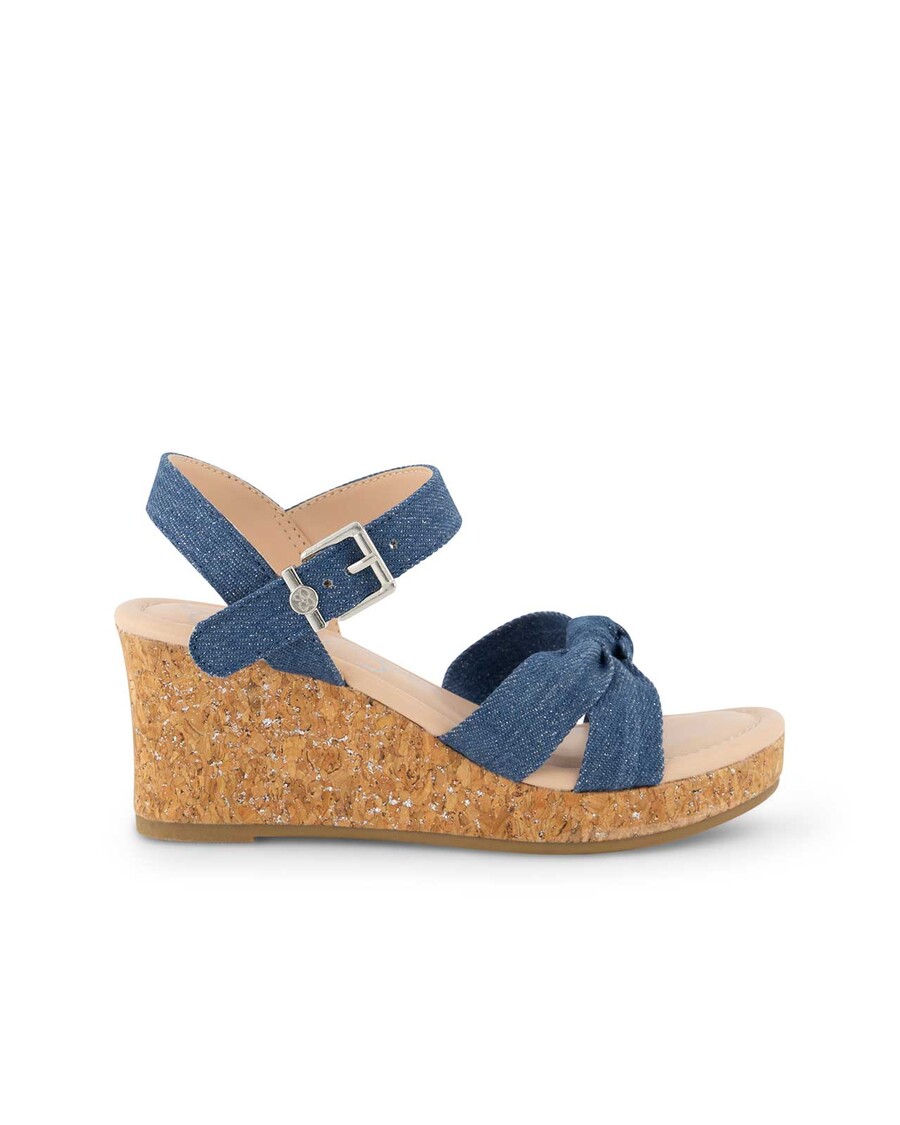 Jessica Simpson Girls' Asha Knot Wedge Sandals in Denim