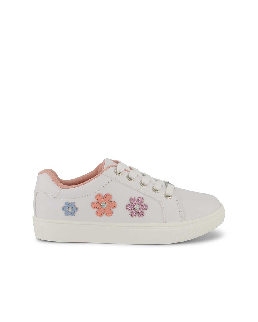 Jessica Simpson Girls' Gina Flower Low Sneakers in White