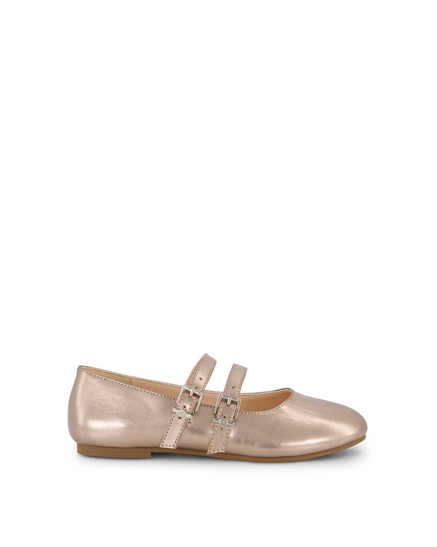 Jessica Simpson Little Girls' Amy Double Strap Ballet Flat in Champagne