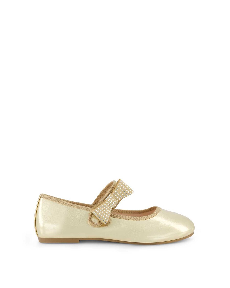 Jessica Simpson Little Girls' Amy Crystal Bow Ballet Flat in Gold