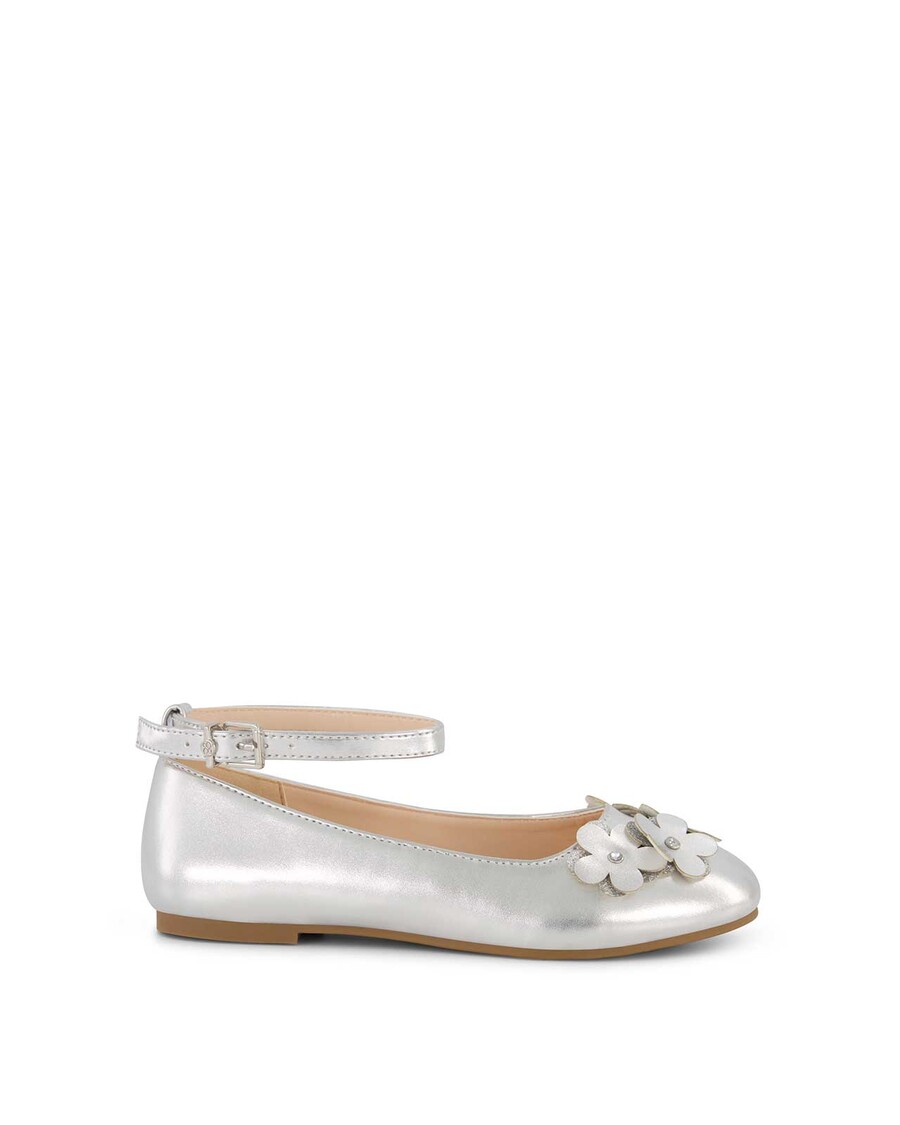 Jessica Simpson Little Girls' Amy Petal Ballet Flat in Silver