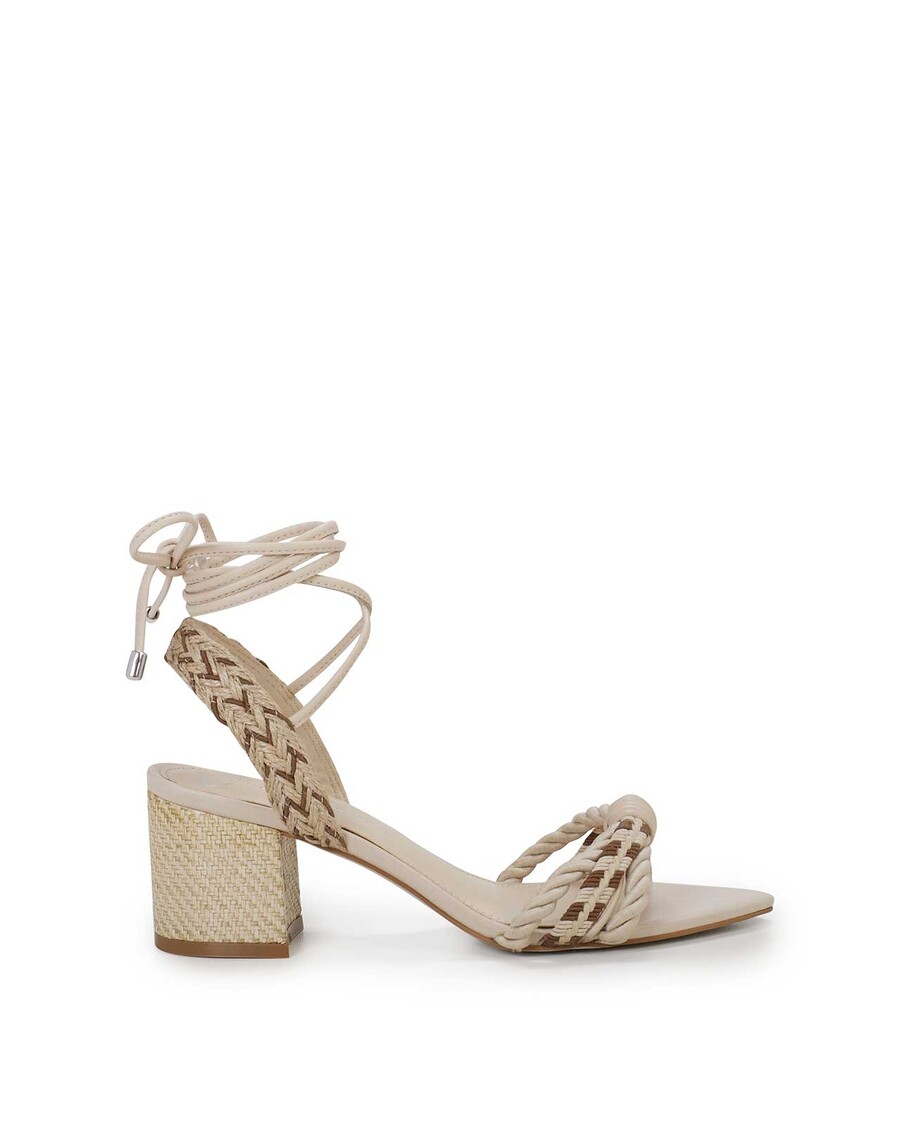 Jessica Simpson Prim Woven Block Heel Sandal in Cream